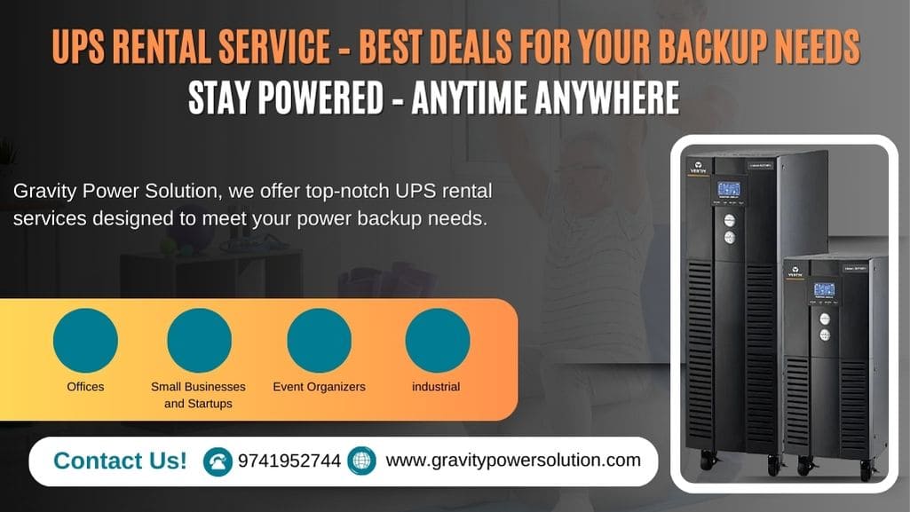 UPS rental service in Mysore providing online UPS backup systems for offices, industries and events by Gravity Power Solution